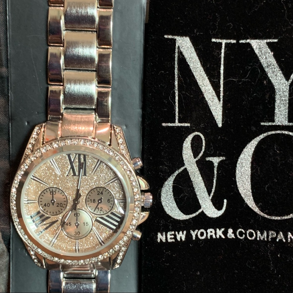 NWT Steel/ Brushed/Polished steel & Crystal Watch from NY&Co.